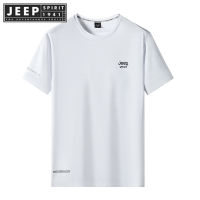 JEEP SPIRIT 1941 ESTD เสื้อยืดรอบคอหลวมผ้าฝ้ายของเสื้อยืดแขนสั้นชายฉบับภาษาเกาหลีแขนสั้นลำลองปักสีทึบแขนสั้นของผู้ชาย