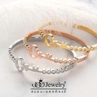 555jewelry กำไลข้อมือสแตนเลส สตีล หน้ากำไลเป็นรูปกุญแจ สลักคำว่า Love ประดับด้วยเพชร CZ เม็ดกลมสวย รุ่น MNC-BG412 - สร้อยข้อมือสแตนเลส สร้อยข้อมือผู้ชาย สร้อยข้อมือแฟชั่น[BG11]