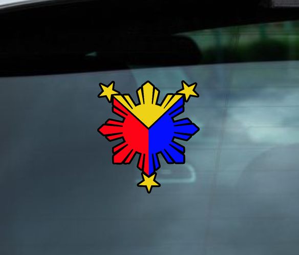 Mirror and More Philippines Flag 1 Sun and 3 Stars Logo Laptop SKU: 574 Walls Filipino Decal/Sticker for Car Window 6 Height, Red Motorcycle 