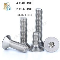 【☊HOT☊】 shepeng99262925 50ชิ้น Unc Us 2-56 4-40 6-32 304 A2สแตนเลสซ็อกเก็ตหกเหลี่ยมแบน Countersunk หัวสกรูสายฟ้า