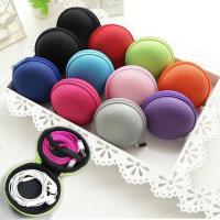 【cw】Hot Mini Zipper Hard Headphone Case EVA and nylon Earphone Storage Bag USB Cable Organizer, Portable Round Shape Earbhot