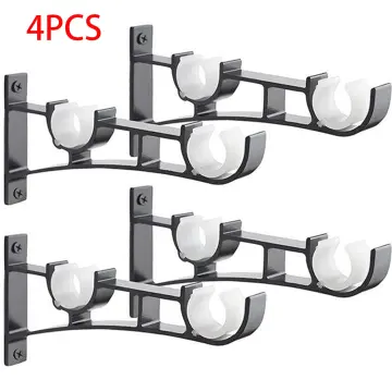 2pc Curtain Rod Brackets fishing rod brackets No Drill Adjustable