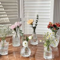 【YF】∏  Glass Vase Hydroponic Transparent Embossed Desktop Ornament Decoration Wedding Supply