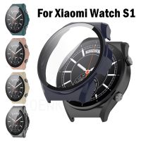 Screen Protector Cover For Xiaomi Watch S1 Cases PC Protective Shell With Tempered Glass Smartwatch Case For Xiaomi Mi Watch S1 Printing Stamping