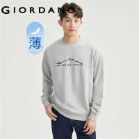 GIORDANO Men Sweatshirts 3D Letter Print Cotton Fashion Sweatshirts Drop Shoulder Crewneck Loose Casual Sweatshirts 01023404