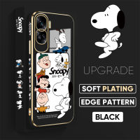 เคส PMP สำหรับ Honor 90 5G 90 Lite 5G ฟรีสายคล้องเคสรูปตัวการ์ตูนสนูปี้ชาร์ลีขอบสี่เหลี่ยมชุบเคสโทรศัพท์หรูหราชุบเคสโทรศัพท์นิ่ม