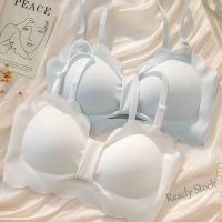 【Ready Stock】 ☇❈ C15 Seamless New Style Hot-Selling Comfortable Latex Bra Seamless Underwear bow tie Small Breasts Push UP