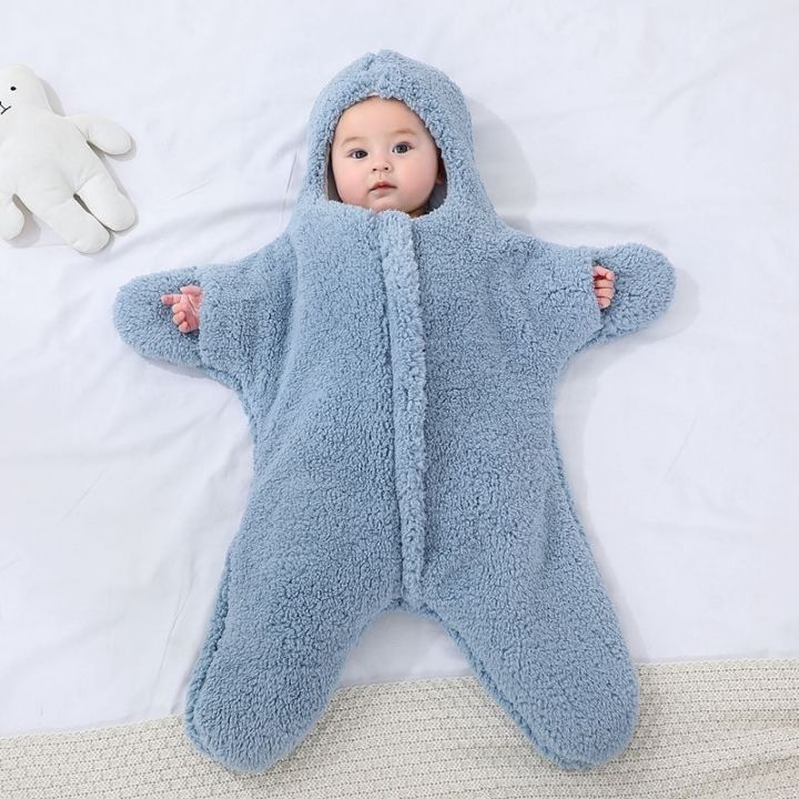 bm-ห่อห่อผ้าห่มหนาสำหรับเด็กเด็กแรกเกิดออกไปป้องกันการตกใจห่อฤดูหนาวถุงนอนแบบห่อสำหรับเด็ก