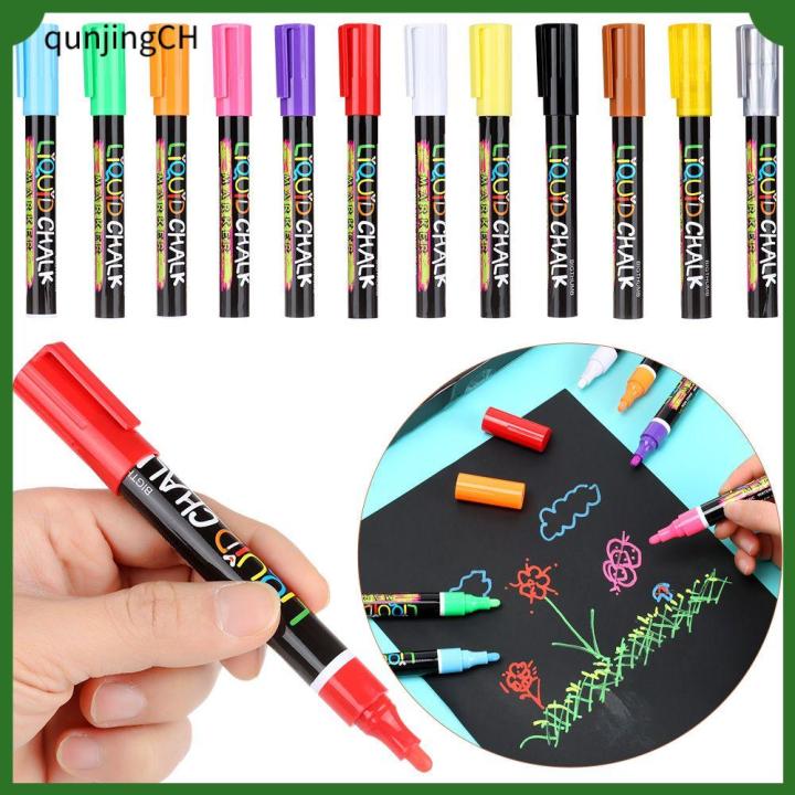 12 Color/set Liquid Chalk Markers Pen Bright Neon Pens For Glass Windows  Blackboard Markers Teaching Tools Office