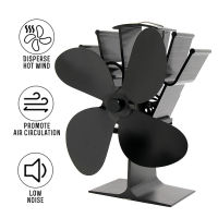 Aluminium 4 Blades Fan Heat Powered Stove Fan Log Wood Burning Eco-Fan Quiet Household Fireplace Fan Efficient Heat Distribution