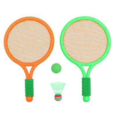 ชุดไม้เทนนิสแบดมินตันกลางแจ้งอุปกรณ์กีฬากลางแจ้งสำหรับเด็ก1ชุดไม้เทนนิสและชุดลูกบอลสำหรับเด็ก (สุ่มสี)