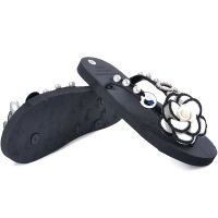 Camellia small perfume pearl flip-flops female flat joker outside wear casual cool slippers on holiday beach slippers female