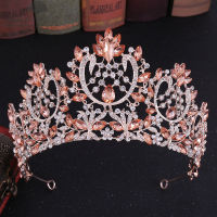 Amart คริสตัลสีแดง Baroque งานแต่งงาน Tiara มงกุฎเจ้าสาวสำหรับงานแต่งงานเจ้าสาว Gold Rhinestone Crowns Headband เครื่องประดับ