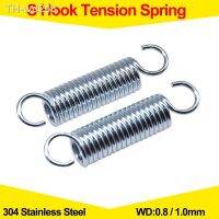 304 Stainless Steel S Hook Pullback Tension Spring Cylindroid Helical Coil Extension Springs Wire Diameter0.8mm 1.0mm