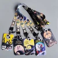 【CC】❍  The Nightmare Before ID Card Holders Cartoon Movie Jack Skellington Sally Print Bus Credit with Lanyard