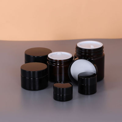 20g/30g/50g/100g 20g/30g/50g/100g Glass Amber Brown Face Cream Refillable Bottles Empty Leak-proof Cosmetic Sample Container with Liners Makeup Store Vials Essential Oils Lotion Eye Cream Jar Pot Travel Sub-bottle lightweight Nail Art Storage Container