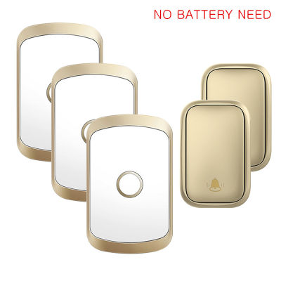 CACAZI Self Powered Waterproof Wireless Doorbell No Battery EU US UK Plug Led Home Door Bell 0-60 Chime 1 2 Button 1 2 Receiver