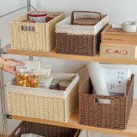 ✨Rattan Basket Bakul Rotan Organizer Storage rotan Pantry Ratan Rotten Ratten Basket Bakul Picnic rotan water hyacinth basket Bakul Rotan Bertutup Bakul Rotan Besar Seagrass Basket Square Drawer basket Rattan Box Straw Basket Rectangle Rat