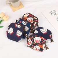 1 Buah Tas Mini Retro Dompet Koin Wanita Dompet Pendek Kartun Lucu Dompet Anak Perempuan Kanvas Kucing Kecil Tas Kartu Tas Tangan Wanita