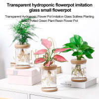 มินิ Hydroponic กระถางดอกไม้บ้านแจกันตกแต่งใสเลียนแบบแก้ว Soilless พืชหม้อพืชสีเขียวหม้อสำหรับตกแต่งบ้าน