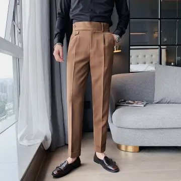 2023 High Quality Business Casual Draped High-waist Trousers Men