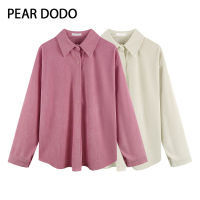 PEAR DODO เสื้อเชิ้ตผ้าลูกฟูกผู้หญิง,เสื้อแขนยาวรัดรูปหลวมเกาหลี