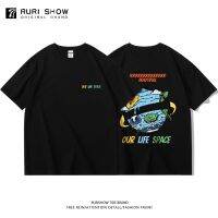 space earth รูปแบบพิมพ์เสื้อยืดผู้ชายการ์ตูนตัวอักษรแนวโน้ม