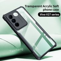 เคสสำหรับ Vivo V27 E Pro V27e V27Pro 5G 2023ซิลิโคนอะคริลิคนิ่ม TPU สีทึบเคสโทรศัพท์โปร่งใสใสแม่พิมพ์กลมกรอบด้านหลังเป็นคู่ชนิดป้องกัน