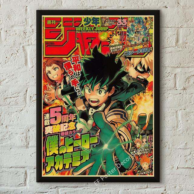 hot-anime-retro-พิมพ์โปสเตอร์-my-hero-academia-jujutsu-kaisen-ภาพวาด-hxh-มังงะ-vintage-home-room-bar-cafe-art-wall-decor