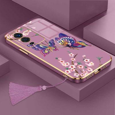 เคสสำหรับ Vivo V25 Pro 5G Vivo S15 Pro ผีเสื้อที่สวยงามหรูหราพร้อมเคสป้องกันกล้องดอกไม้เคสโทรศัพท์ขอบแผ่นซิลิโคนนิ่มพร้อมฟรีสายคล้อง