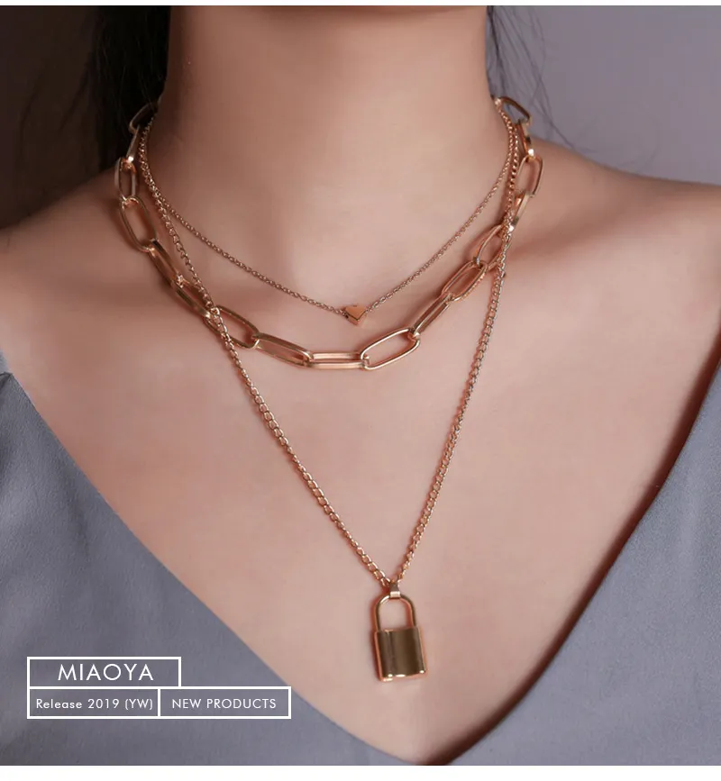 Creative Minimalist Multi-layer Three-layer Necklace Gold Thin Chain Jewelry 