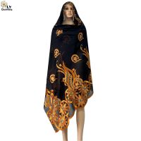 【YF】 2023 New Dubai Woman Scarf 100 Cotton Large-sized Embroidery Perforated Long African Muslim Womens Headscarf For Prayer