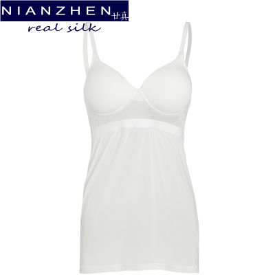 NIANZHEN Real Silk Camisole Women 2022 Built Padded Tank Top Breathable Fitness Tops Ladies Solid Push Up Vest 910680