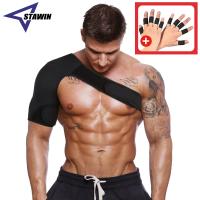 Adjustable Gym Sports Care Single Shoulder Support Breathable Back Brace Guard Strap Wrap Belt Band Pads Black Bandage Men/Women