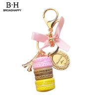 broadhappy Cute Macaron Cake Pendant Car Keychain Alloy Holder Bag Purse Accessory