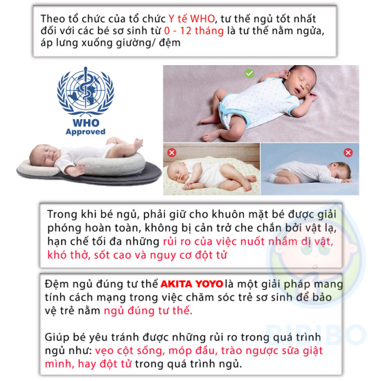 Đệm ngủ cho bé akita yoyo kids độ dốc chuẩn chống bẹp đầu - ảnh sản phẩm 3