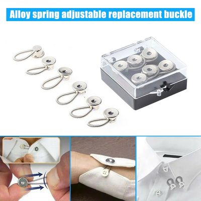 6 Pcs Collar Pant Extender Buttons Jeans Waist Extension Elastic Extended For Shirt Trousers Alloy Spring Buckle