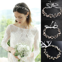 【 CW】Rhinestone Crystal Headbands Wedding Hair Accessories Bridal Pearl Headband Pearl Hair Band Handmade Brie Head Jewelry