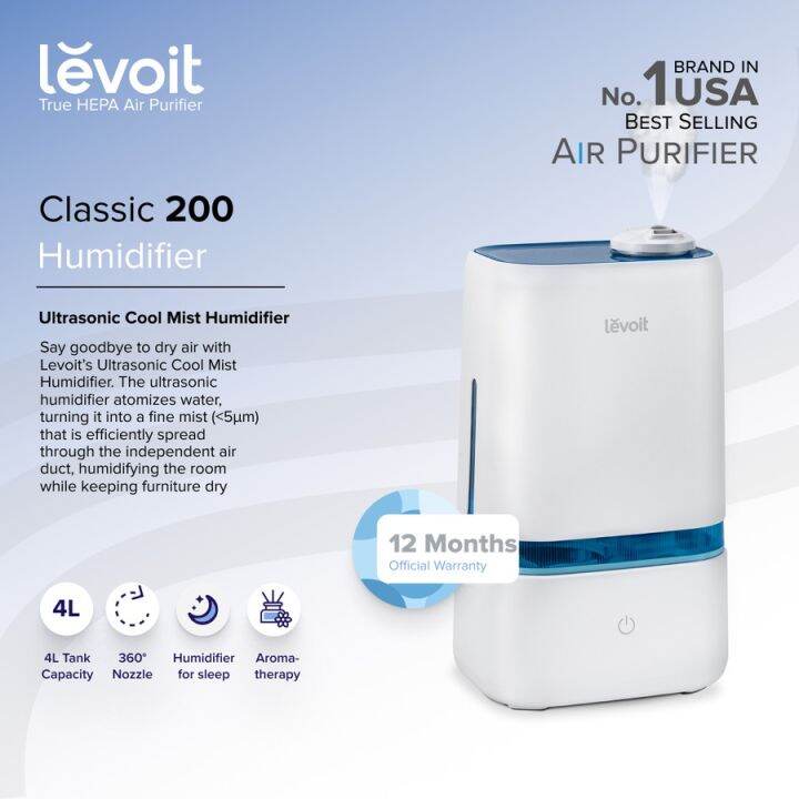 Levoit Air Humidifier Classic 200 Ultrasonic Cool Mist Diffuser