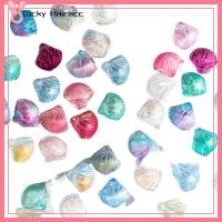 LUCKY HAIRACC 100pcs ผสมสี ลูกปัดหอยพัดโปร่งใส กระจกสำหรับผู้หญิง 0.3x0.39inch เสน่ห์ลูกปัดหอยเชลล์สุ่ม การทำเครื่องประดับ ลูกปัดตกแต่งขนาดเล็ก สำหรับกำไลข้อมือ