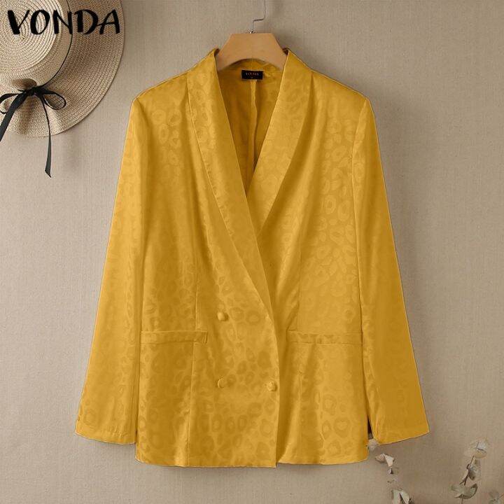 vonda-เสื้อคอปกแขนยาวลําลองสีพื้นสําหรับผู้หญิง