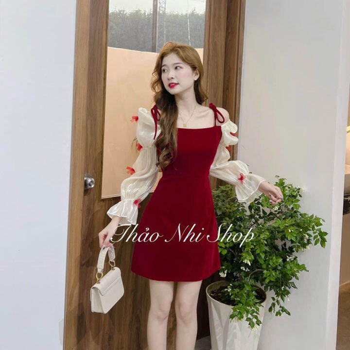 Mua Váy 2 dây hoa nhí vintage dáng dài chất liệu nhung tăm  hàng có sẵn   Tiki