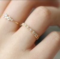 【CC】☜  Dainty Rings Womens Gold Color Thin Accessories Jewelry KCR088