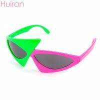 HUIRAN Pink Green Asymmetric Glasses Novelty Items Novelty Products Hip Hop Style Sunglasses Birthday Party Supplies Kids Favors