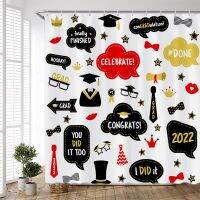 2022 Graduation Season Shower Curtains Celebrate Grad Cartoon Creative Design White Bath Curtain Children Bathroom Decor Sets