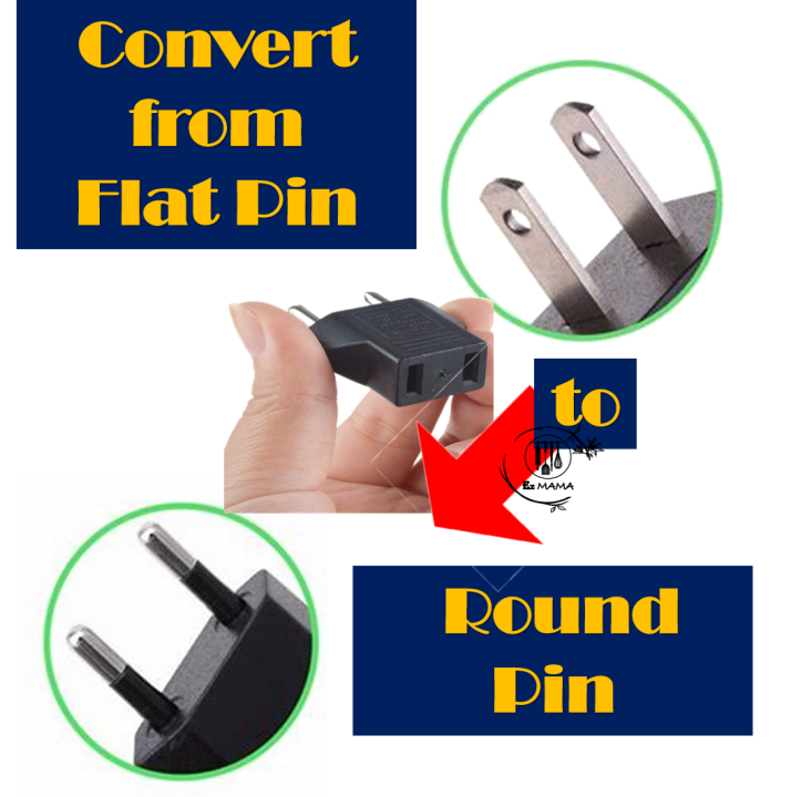 UNIVERSAL 2 PIN PLUG CONVERTER / FLAT PLUG TO ROUND PLUG /US EU CHINA