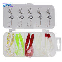 PRO 20Pcs Soft Fishing Lure ชุดซิลิโคนงู Eel เหยื่อตะกั่ว Jig Head Fishhook Offset Hooks หนอนปลาคาร์พ Fishing Tackle Kit