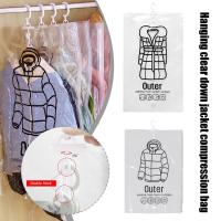 Hanging Transparent Down Jacket Compression Bag Air Vacuum Bag Small Size Suction Storage Bag For Clothes Q2U9