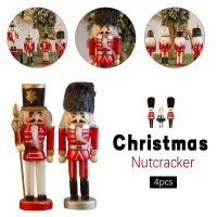 【TX】4 ชิ้น/เซ็ต 13 ซม. Nutcracker Puppet Soldier ไม้คริสต์มาสชุดห้องนั่งเล่นตกแต่งบ้านแนะนำงานฝีมือDecoration