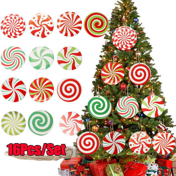 16Pcs/Set Christmas Party Decorations Xmas Tree Candy Hanging Ornaments